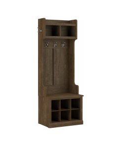 Woodland 24W Hall Tree and Shoe Bench with Shelves in Ash - Engineered Wood