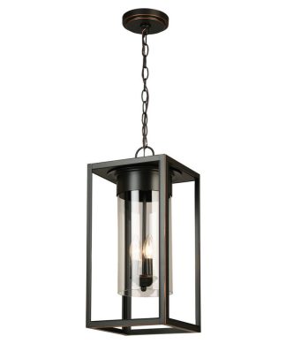 Walker Hill 3-Light Outdoor Pendant, Matte Black, Oil Rubbed Bronze