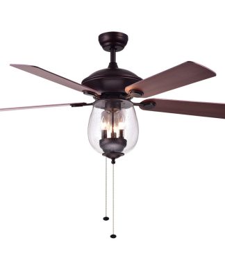 Warehouse of Tiffany Tibwald Wood Glass 52" 5-blade Lighted Ceiling Fan