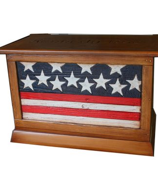 Wooden Storage Chest With American Flag Pattern