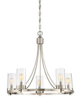 5-Light Chandelier, Brushed Nickel
