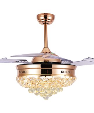 42-inch 4 retractable Blades Fancy Ceiling Fan with Light and Remote, French Gol