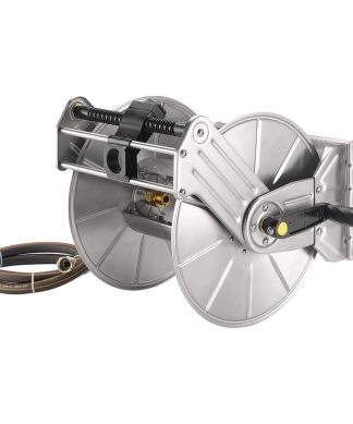 Wall/Floor Mounted Hose Reel, Stainless Steel, 130-Feet 5/8" Hose Capacity