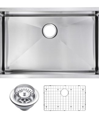 30" X 19" Small Radius Single Bowl Stainless Steel Undermount Kitchen Sink