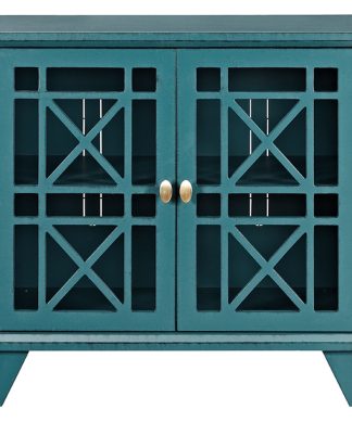 32" Gwen Fretwork Accent Console, Blue