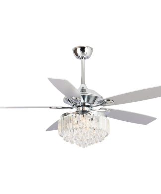 52in 5 Blades Crystal Ceiling Fan in Chrome with Remote Control