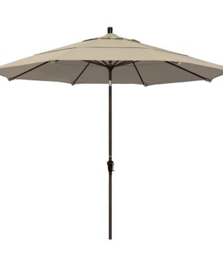 11' Bronze Auto-Tilt Crank Aluminum Umbrella, Beige Pacifica