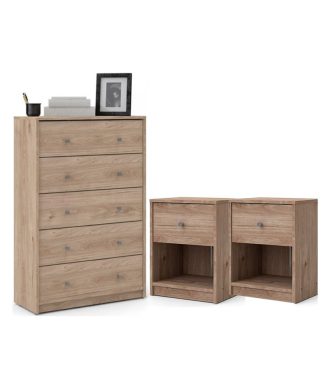 3 Piece Chest and Nightstand Bedroom Set in Jackson Hickory