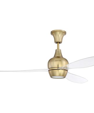 52" Satin Brass Ceiling Fan w/ Blades, LED Light & Wall Control - Craftmade