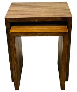Vintage 1960s Pair of Walnut Wood Nesting Tables