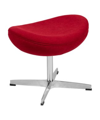 Wing Ottoman, Red Fabric, 15.75"H