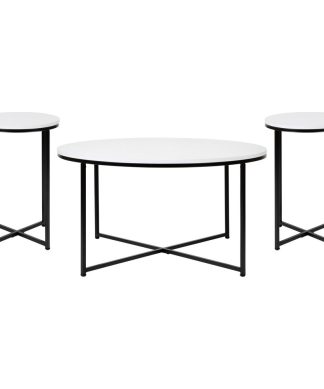 3 Piece White Coffee Table Set