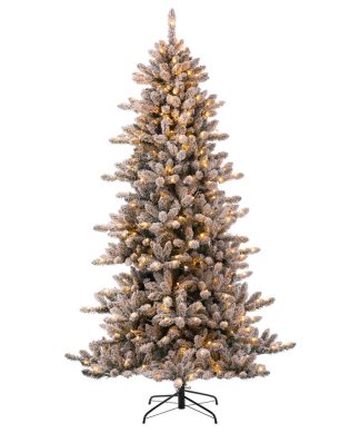 7.5' Pre-Lit Snow Flocked Fir Christmas Tree With Lights
