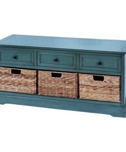 Wood Basket Cabinet, Blue Gray, Blue