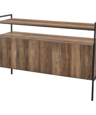 52" Urban Industrial TV Stand Storage Cabinet, Rustic Oak
