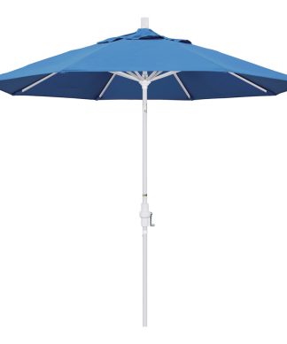 9' Matted White Collar Tilt Crank Aluminum Umbrella, Capri Pacifica