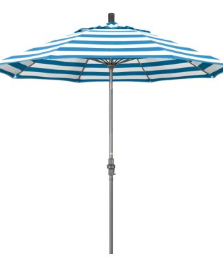 9' Grey Collar Tilt Crank Aluminum Umbrella, Cabana Regatta Sunbrella