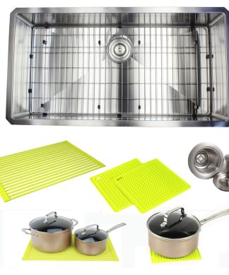 36" 16 Gauge Undermount Single Bowl Stainless Steel Sink Package