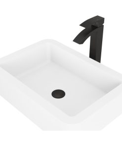 VIGO Navagio Matte Stone Vessel Sink and Duris Vessel Faucet, Matte Black