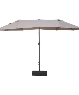 15' Rectangular Patio Double Sided Outdoor Large Umbrella Taupe