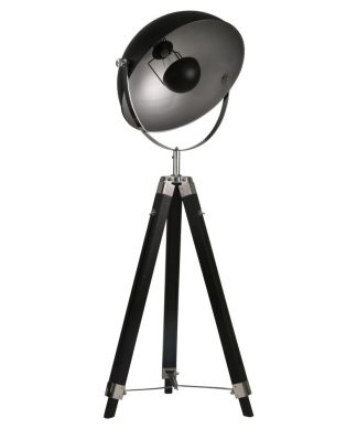 Wood 65" Tripod Spot Light Floor Lamp, Black