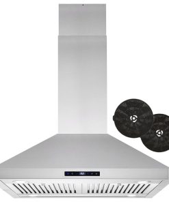 30" Ductless Island Range Hood With Soft Touch Controls and Permanent Filters