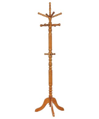 Wood Coat Rack with 11 Hooks, Tobacco