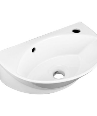White Small Wall Mount Sink with Single Faucet Hole Overflow