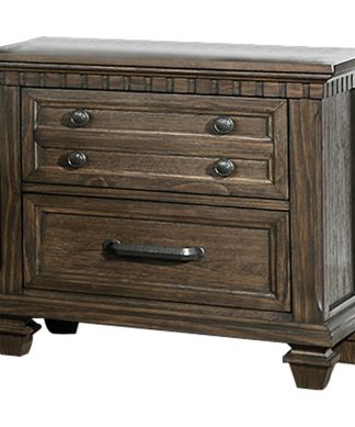 2-Drawer Wood Nightstand in Rustic Brown Finish