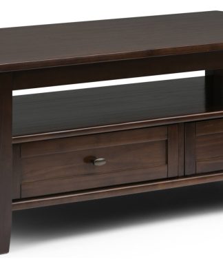 Warm Shaker Solid Wood 48 Inch Wide Rectangle Coffee Table In Tobacco Brown