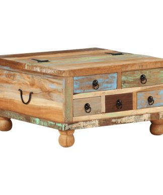 vidaXL Coffee Table w/ Drawers Vintage Reclaimed Wood Side Living Room Couch