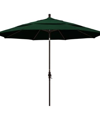 11' Aluminum Umbrella With Collar Tilt, Bronze, Sunbrella, Forest Green