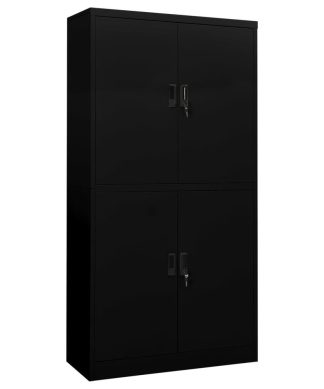 vidaXL Office Cabinet Black 70.9" Steel Storage Side File Cabinet Furniture