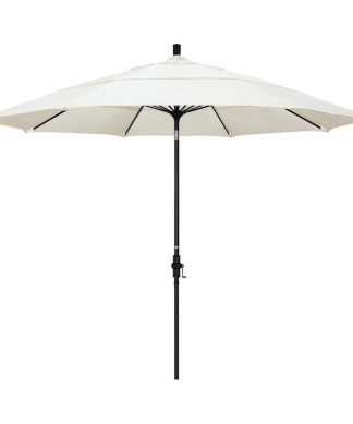 11' Matted Black Collar Tilt Crank Aluminum Umbrella, Canvas Pacifica
