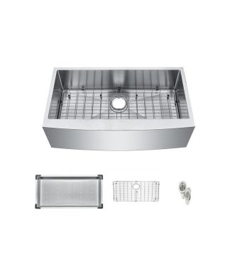 30 Farmhouse Apron Single Bowl 304 Stainless Steel Kitchen Sink With Accessories