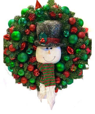 XL Snowman Wreath Christmas Holiday Rustic Country Pine In Outdoor