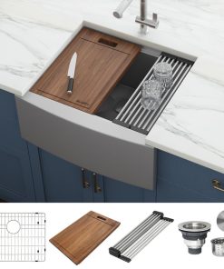 24-inch Workstation Farmhouse Sink 16 Gauge Stainless Steel - RVH9020