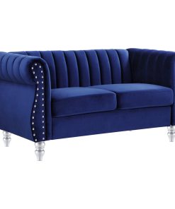 Westwood Velvet Loveseat, Navy Blue