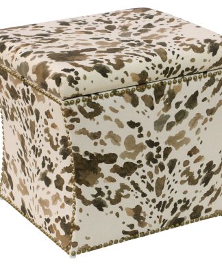 Winston Nail Button Storage Ottoman, Cow Natural