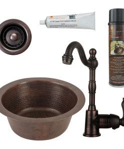 12" Round Hammered Copper Bar/Prep Sink