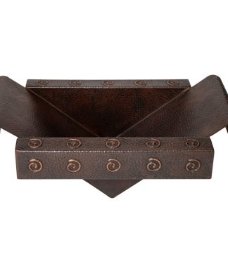 17" Rectangular Single Bowl Apron Inclined Bottom Hammered Copper Bathroom Sink
