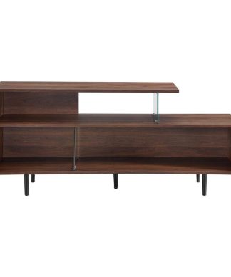 60" Asymmetrical Wood & Glass Console - Dark Walnut