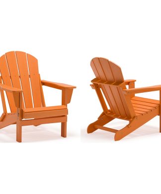 Westin Trends-Outdoor Folding Poly Adirondack Chair (Set of 2), Orange