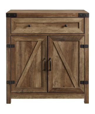 30" Farmhouse Barn Door Accent Cabinet - Reclaimed Barnwood