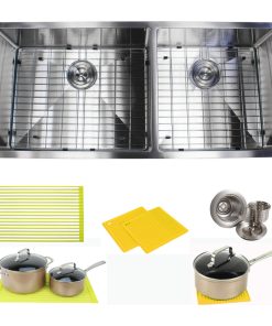 42" 16 Gauge Undermount Double Bowl Stainless Steel Sink Package