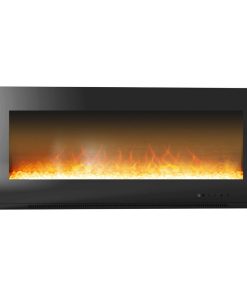 56" Metropolitan Wall Mount Electronic Fireplace With Crystal Rocks - Black