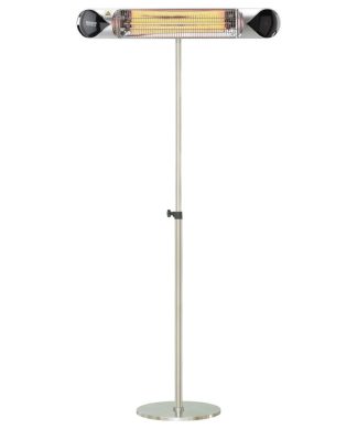 35.4" Electric Carbon Infrared Heat Lamp With Remote and Stand, Silver
