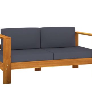 vidaXL Solid Acacia Wood Patio Sofa Bench with Cushions Gray Seat Lounge Yard