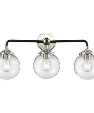 3-Light Beacon 24" Sconce, Black Polished Nickel, Glass: Clear