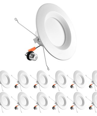5/6" LED Recessed Downlight 14W 5 Color Options Dimmable Wet Rated 12 Pack